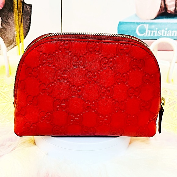 Gucci Cosmetic pouch purse Sima GG Red Leather-great condition- nice color - Picture 9 of 10